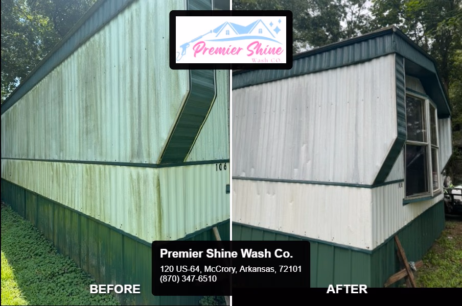 Before and after exterior cleaning results by Premier Shine Wash Co. in McCrory, AR
