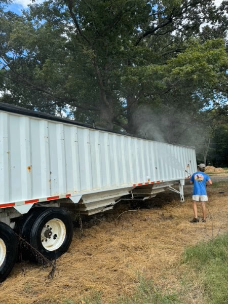 Industrial hopper trailer pressure washing service in McCrory, Arkansas